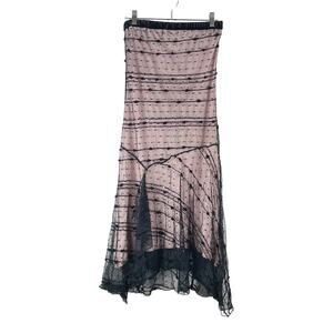 Y2K Ariella Women's Strapless Dress Pink Black Sheer Overlay Sz S Fairy Whimsy